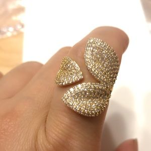 Flower petal CZ encrusted Ring